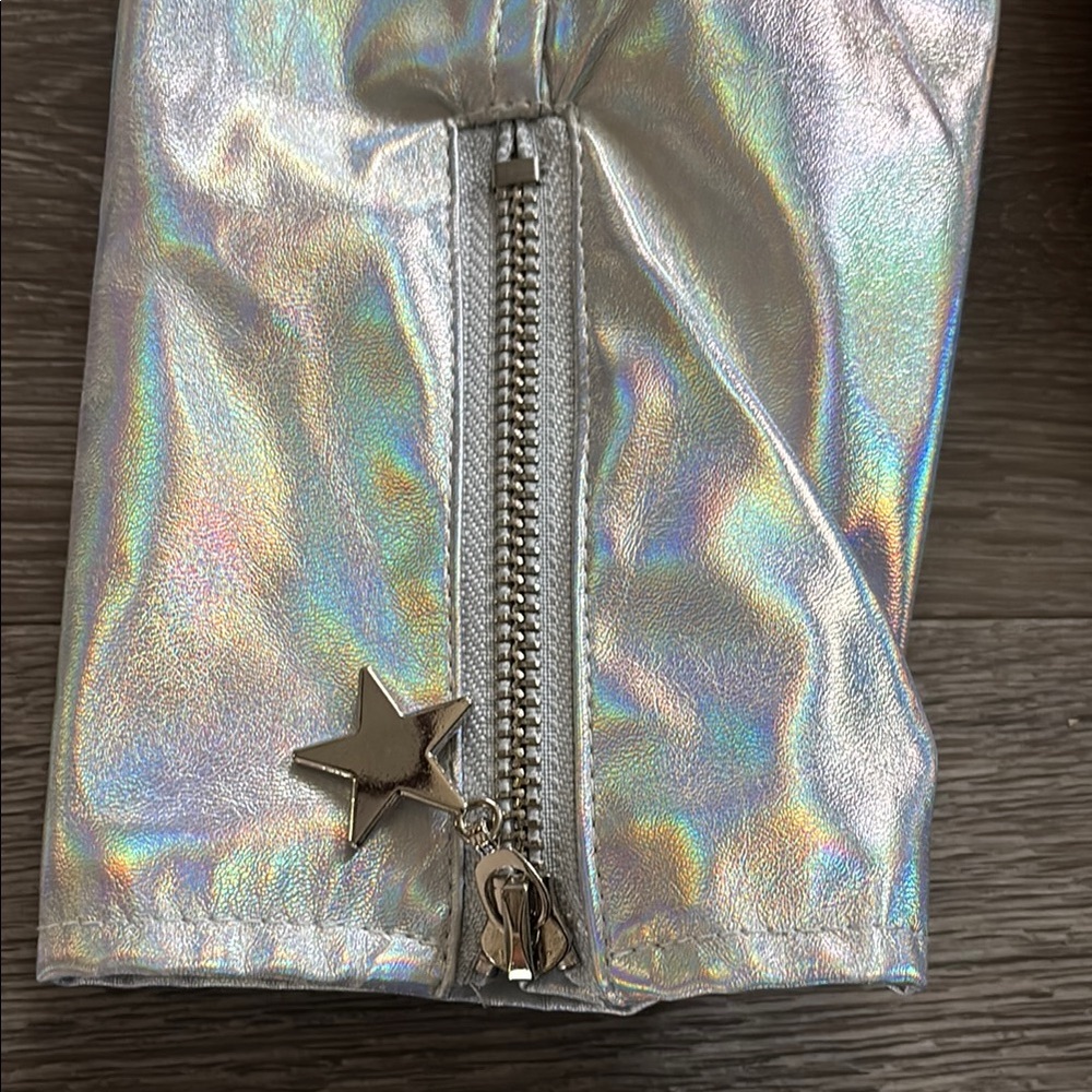 Lola + The Boys Silver Iridescent Moto Jacket - Picture 6 of 7